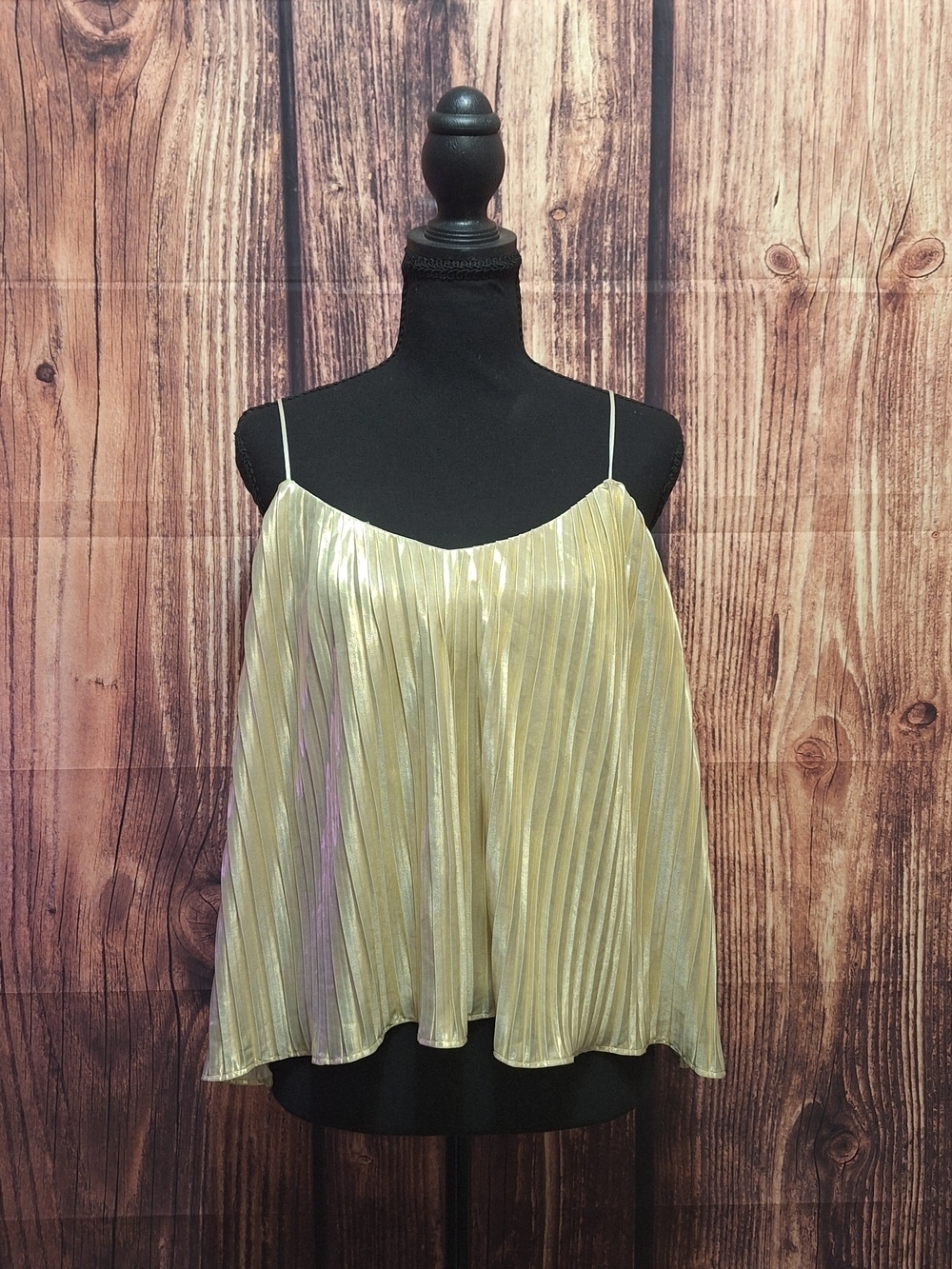 Abercrombie & Fitch Metallic Pleated Spaghetti Strap Cami - Gold Size Small!